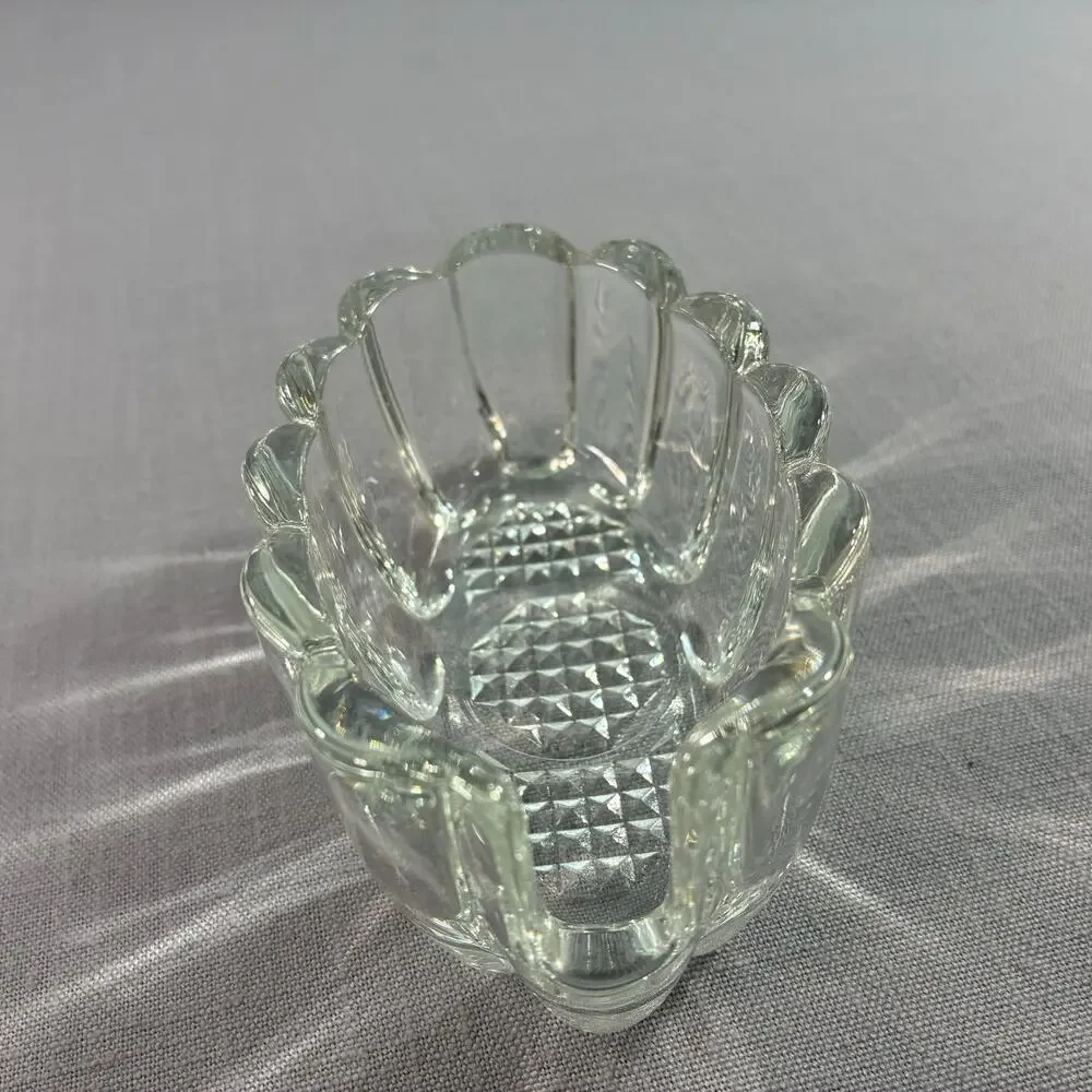 Vintage Clear Pressed Glass Oval Toothpick Holder Trinket Dish Vanity Decor